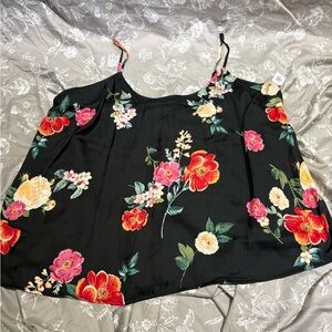 NWT Old Navy black floral satin tank top XXL